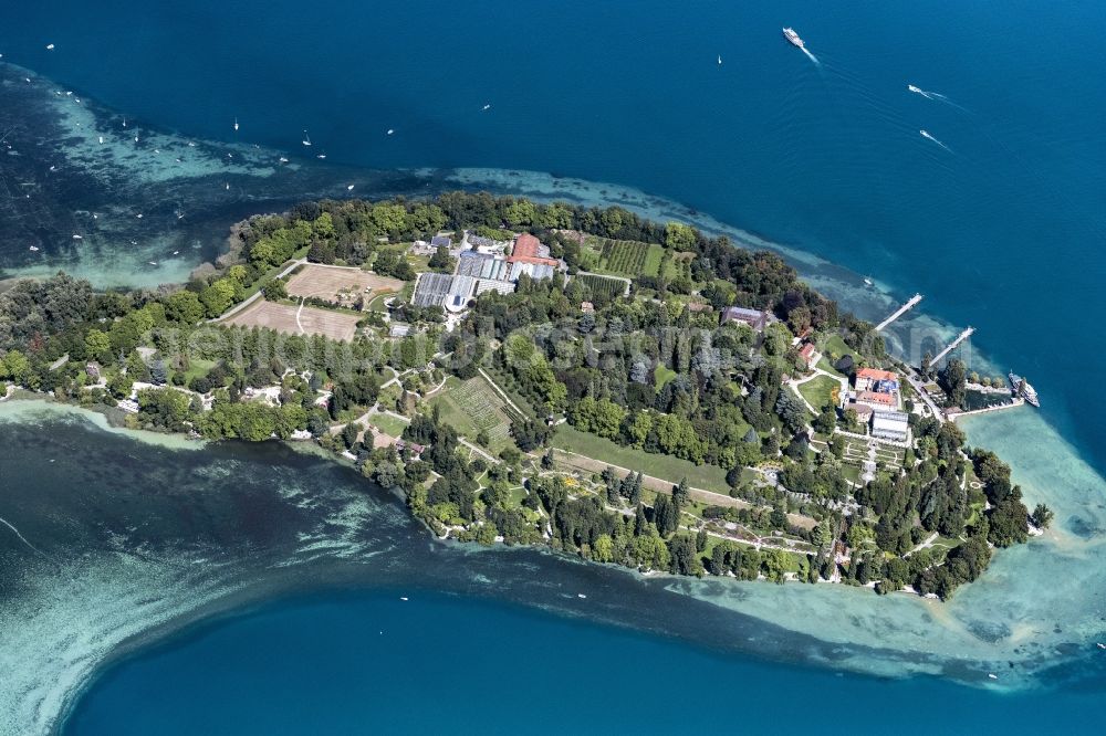 Aerial photograph Konstanz - Island area Mainau with the village center in Konstanz in the state Baden-Wurttemberg, Germany