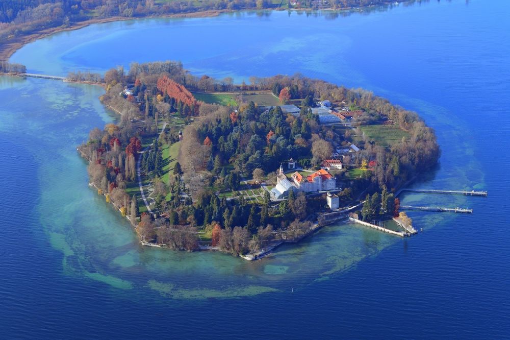 Mainau from above - Lake Island Mainau in the Lake Constance in Konstanz in the state Baden-Wuerttemberg