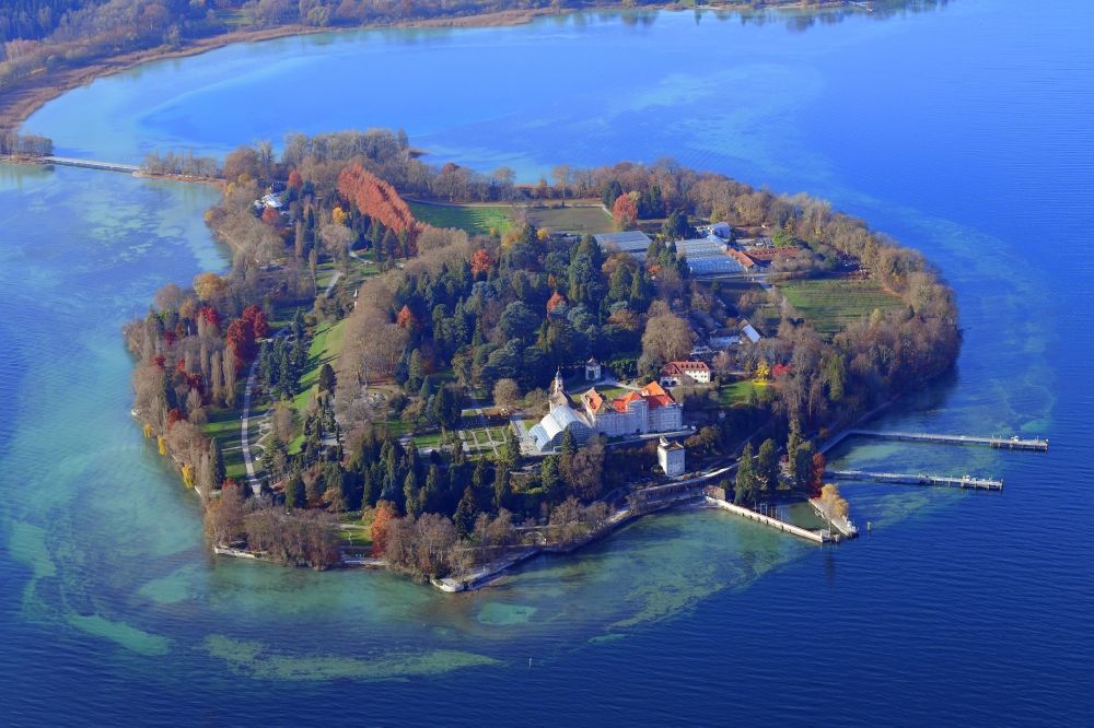 Mainau from the bird's eye view: Lake Island Mainau in the Lake Constance in Konstanz in the state Baden-Wuerttemberg