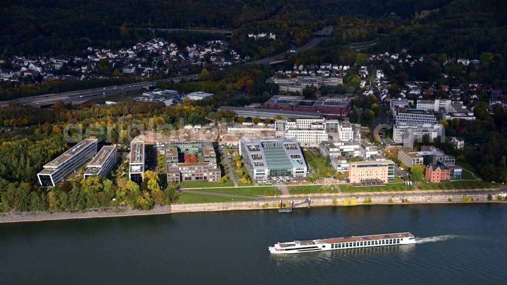 Bonn from the bird's eye view: Bonner Bogen and Complex of the hotel building Koneha Grand Bonn Am Bonner Bogen in the district Beuel in Bonn in the state North Rhine-Westphalia, Germany