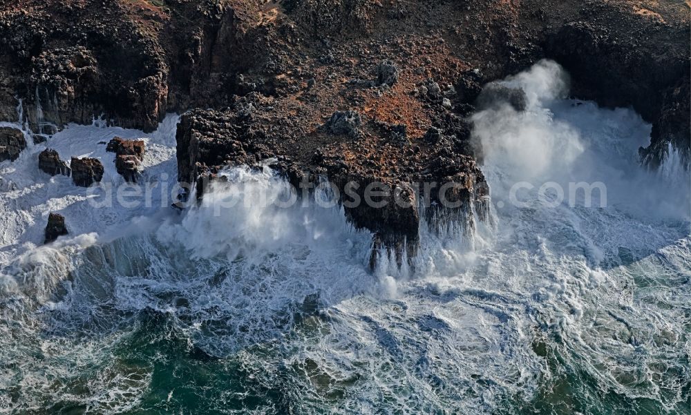 Aerial photograph Costa Vicentina - Costa Vicentina in Faro, Portugal. Big waves beat the rocky coast in winter time