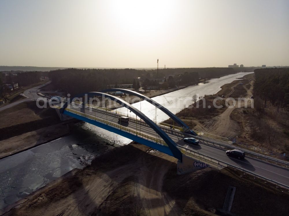 Aerial image Eberswalde - Bridge construction of L200 ueber den Oof- Havel- Kanal in Eberswalde in the state Brandenburg, Germany