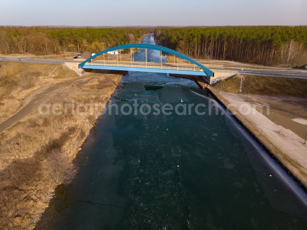 Aerial photograph Eberswalde - Bridge construction of L200 ueber den Oof- Havel- Kanal in Eberswalde in the state Brandenburg, Germany