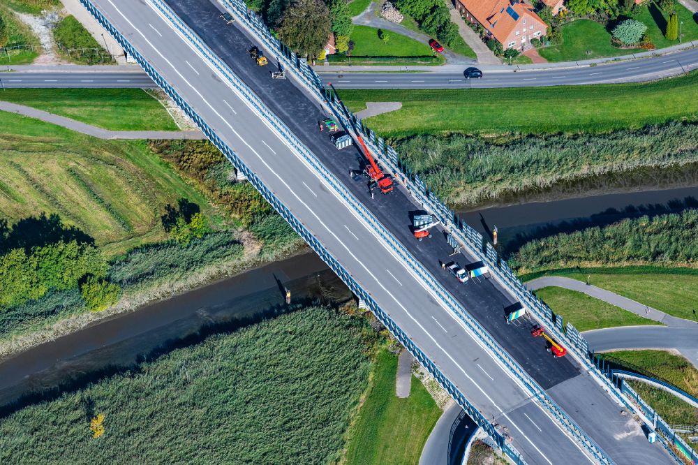 Aerial photograph Buxtehude - Bridge construction of the A26 in Buxtehude in the federal state of Lower Saxony, Germany