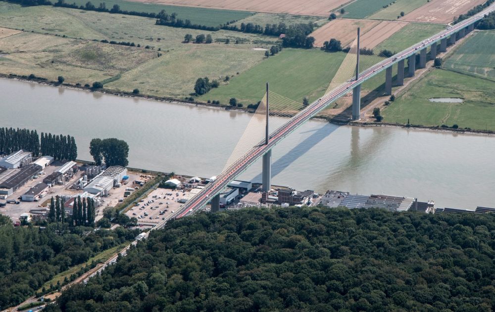 Caudebec-en-Caux from above - Road bridge construction along the D470 in Caudebec-en-Caux in Normandie, France