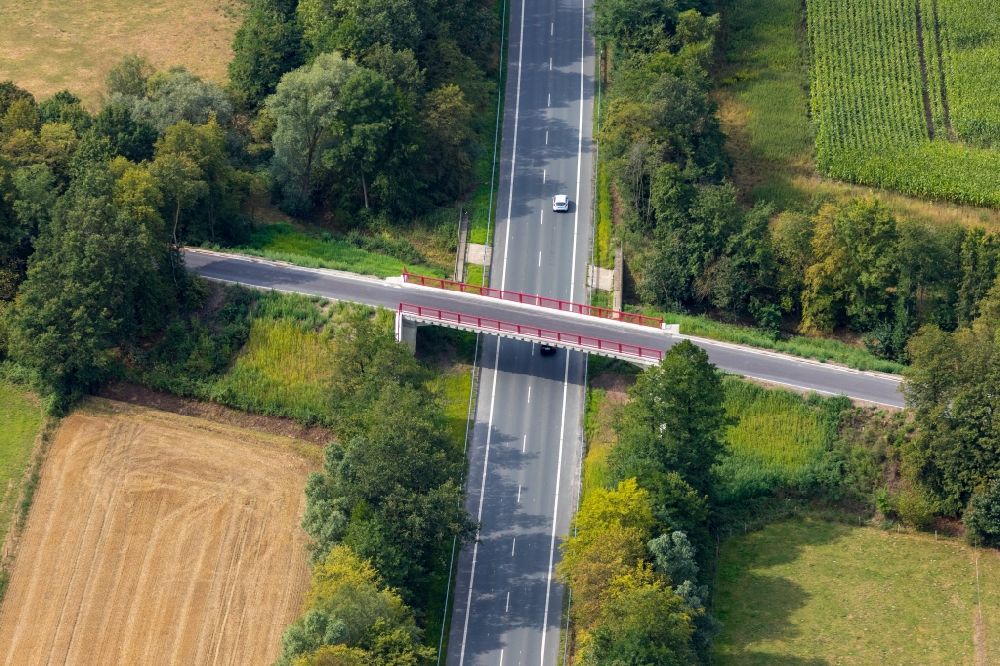 Aerial photograph Werne - Road bridge construction along the Strasse - Stiegenkamp in Werne in the state North Rhine-Westphalia, Germany
