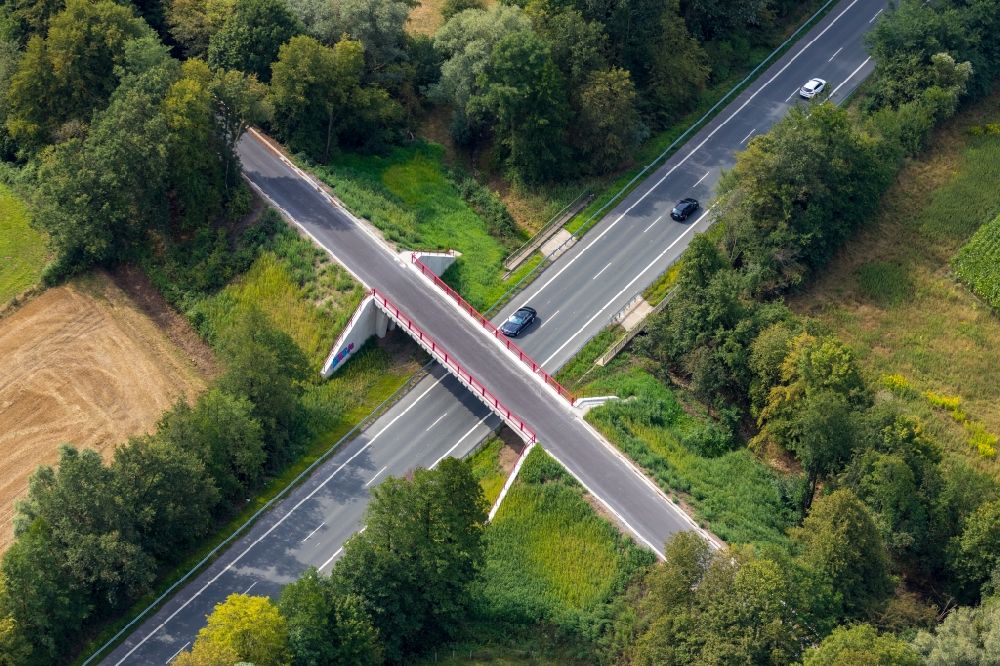 Werne from above - Road bridge construction along the Strasse - Stiegenkamp in Werne in the state North Rhine-Westphalia, Germany