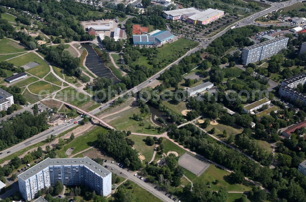 Aerial photograph Erfurt - Road bridge constructions along the Strasse der Nationen in the district Moskauer Platz in Erfurt in the state Thuringia, Germany