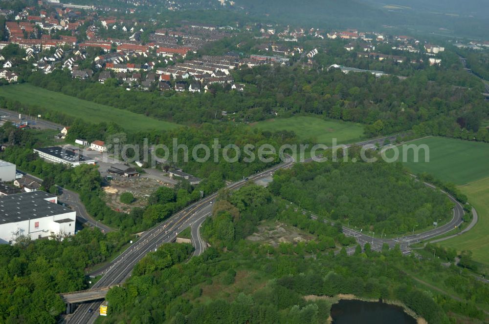 Aerial image Goslar - Blick auf den Neubau von Brücken entlang der Immenröder Strasse / an der Abfahrt der Bundesfernstrasse B 6 / B241 durch die EUROVIA Gruppe. View of the construction of new bridges along the B6 motorway in Goslar of the EUROVIA group.