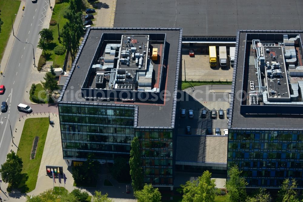 Aerial image Warschau Mokotow - Office and Commercial Building Park Postepu operated by IMMOFINANZ AG in Mokotov district of Warsaw in Poland