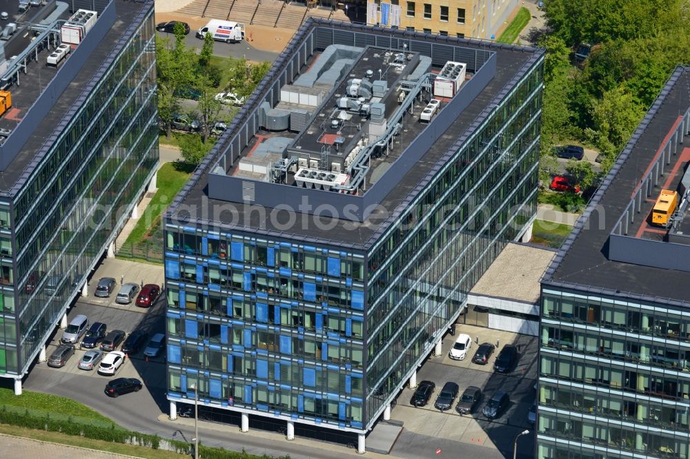 Aerial photograph Warschau Mokotow - Office and Commercial Building Park Postepu operated by IMMOFINANZ AG in Mokotov district of Warsaw in Poland