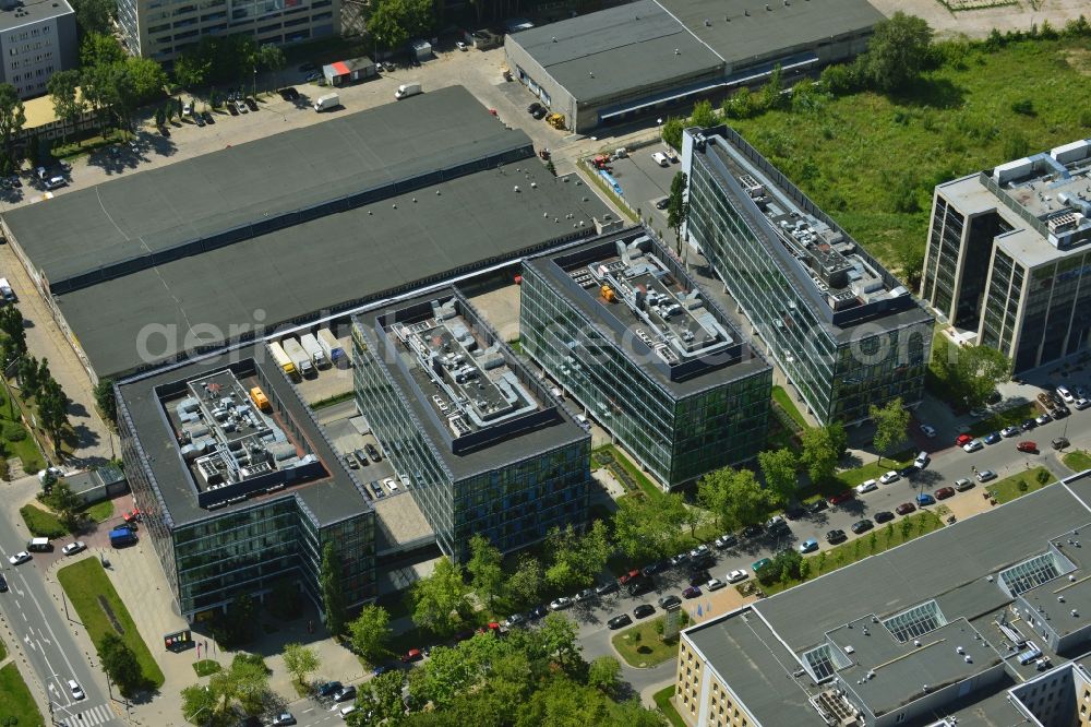 Warschau Mokotow from the bird's eye view: Office and Commercial Building Park Postepu operated by IMMOFINANZ AG in Mokotov district of Warsaw in Poland