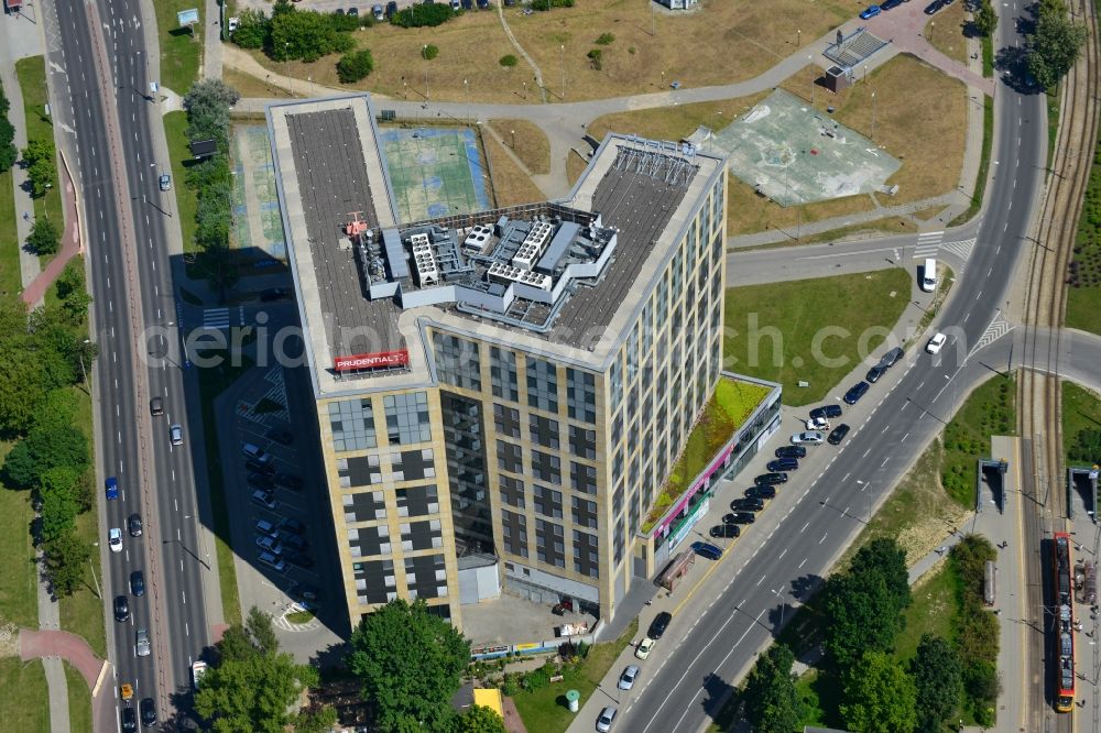 Aerial photograph Warschau Mokotow - Office and Commercial high-rise Building IO-1 operated by IMMOFINANZ AG in Mokotov district of Warsaw in Poland