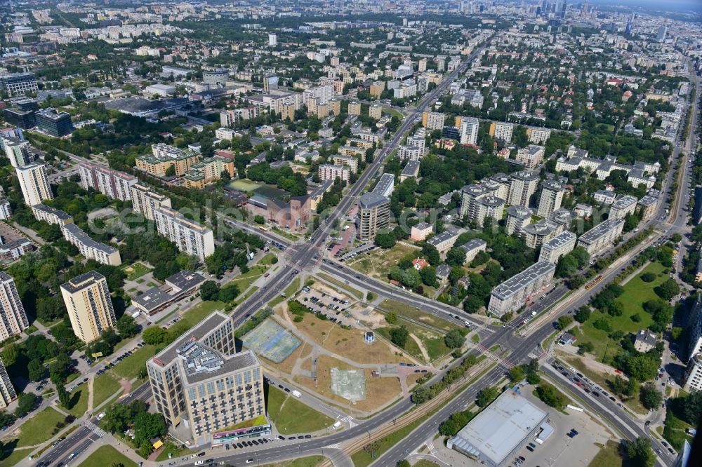 Aerial image Warschau Mokotow - Office and Commercial high-rise Building IO-1 operated by IMMOFINANZ AG in Mokotov district of Warsaw in Poland