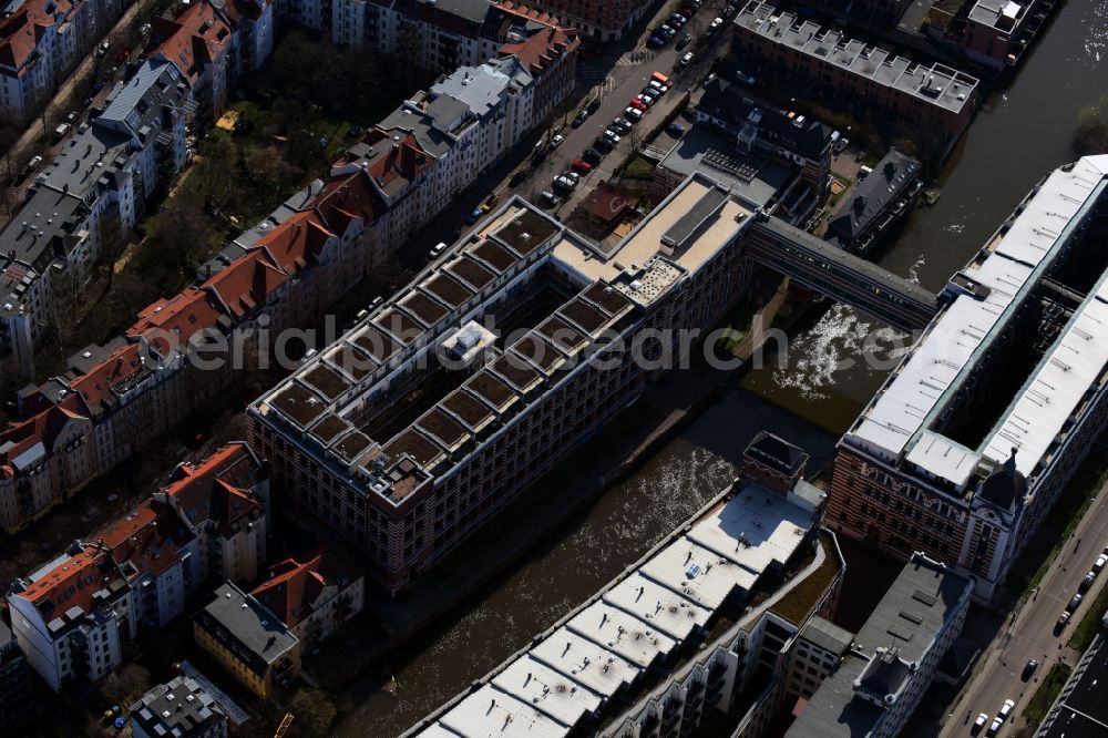 Leipzig from above - Office building - Ensemble Holbeinstrasse in the district Schleussig in Leipzig in the state Saxony