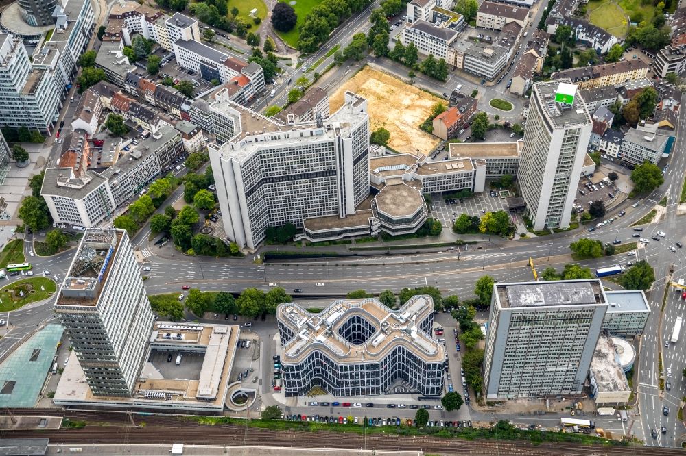 Essen from the bird's eye view: Office building - Ensemble of the new corporate headquarters of DB Schenker AG in Essen in North Rhine-Westphalia
