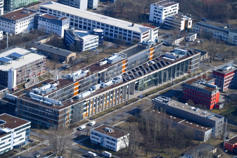 Aerial image Berlin - Office building - Ensemble of Scienion AG on Volmerstrasse in the district Johannesthal in Berlin, Germany