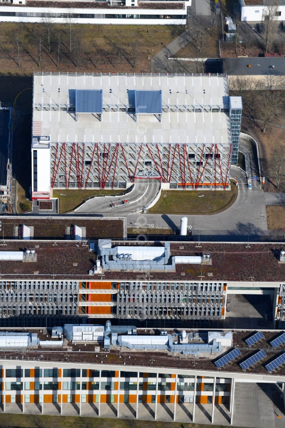 Aerial photograph Berlin - Office building - Ensemble of Scienion AG on Volmerstrasse in the district Johannesthal in Berlin, Germany