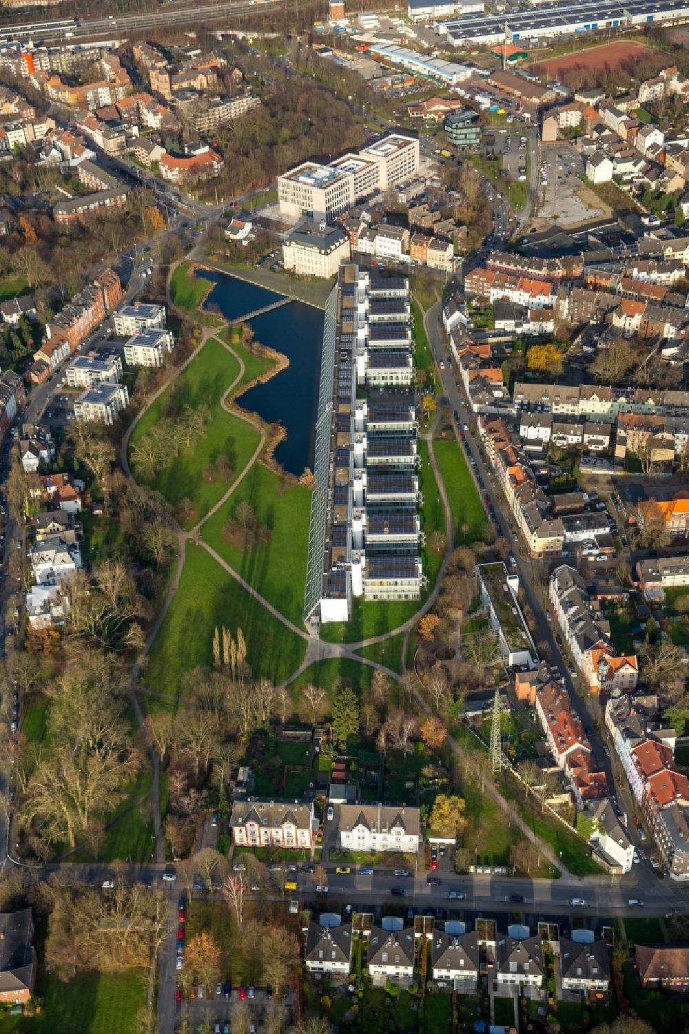 Aerial image Gelsenkirchen - Office building - Ensemble Wissenschaftspark Gelsenkirchen in Gelsenkirchen in the state North Rhine-Westphalia