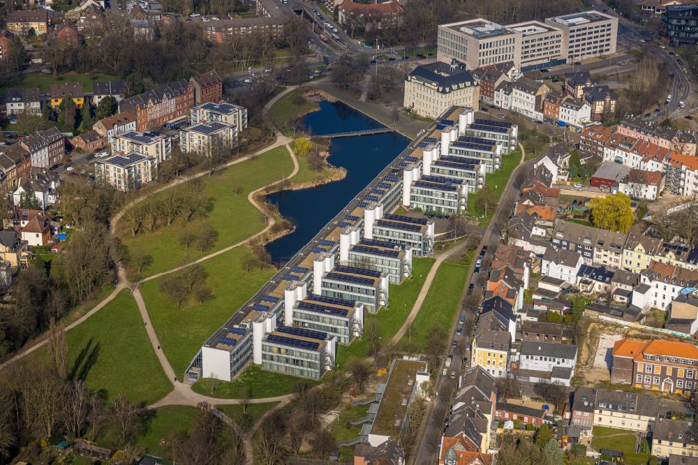 Gelsenkirchen from the bird's eye view: Office building - Ensemble Wissenschaftspark Gelsenkirchen in Gelsenkirchen in the state North Rhine-Westphalia