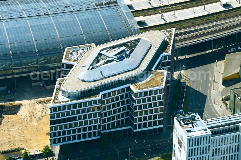 Aerial image Berlin - Build a new office and commercial building and Hotel EDGE Grand Central Berlin on Clara-Jaschke-Strasse corner Invalidenstrasse in the district Moabit in Berlin, Germany