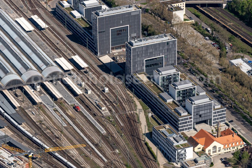 Aerial photograph Karlsruhe - Office and commercial building complex on Schwarzwaldstrasse in the Suedweststadt district in Karlsruhe in the state Baden-Wuerttemberg, Germany