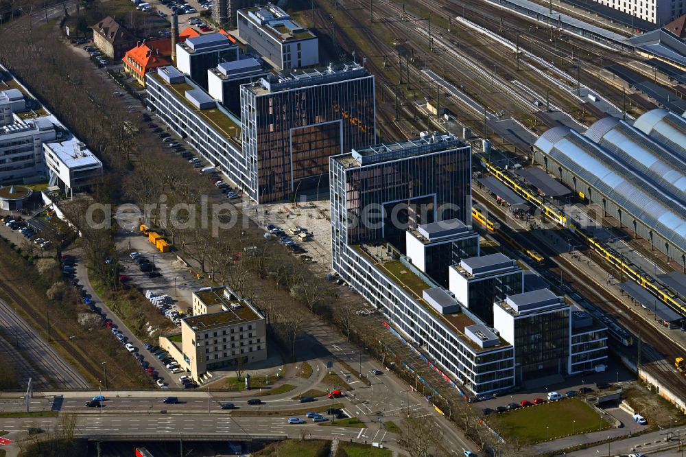 Aerial image Karlsruhe - Office and commercial building complex on Schwarzwaldstrasse in the Suedweststadt district in Karlsruhe in the state Baden-Wuerttemberg, Germany