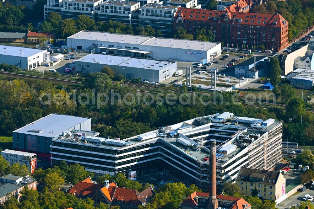 Berlin from above - Construction site to build a new office and commercial building Westend Office on street Fuerstenbrunner Weg in the district Westend in Berlin, Germany