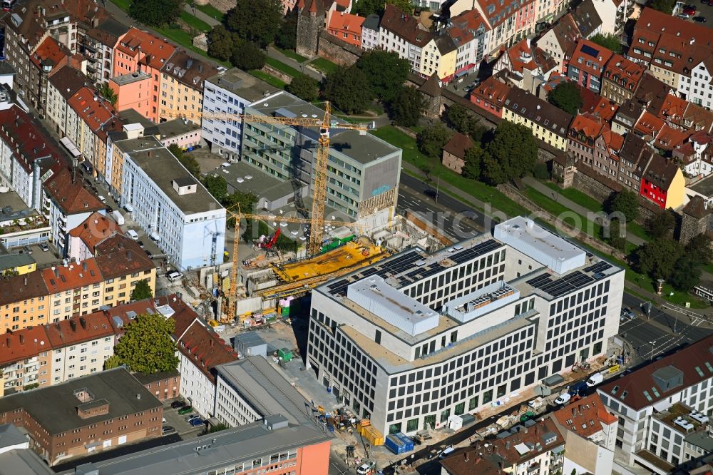 Aerial photograph Nürnberg - Construction site to build a new office and commercial building of AOK Mittelfranken Am Frauentor in the district Tafelhof in Nuremberg in the state Bavaria, Germany