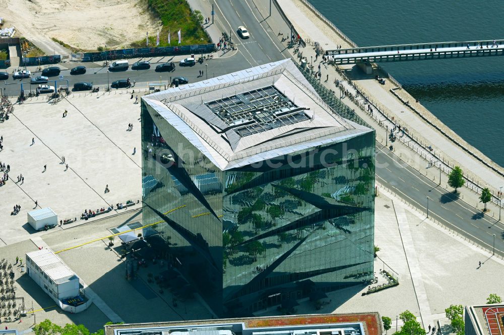 Aerial photograph Berlin - New office and commercial building cube berlin on Washingtonplatz - Rahel-Hirsch-Strasse in Berlin, Germany