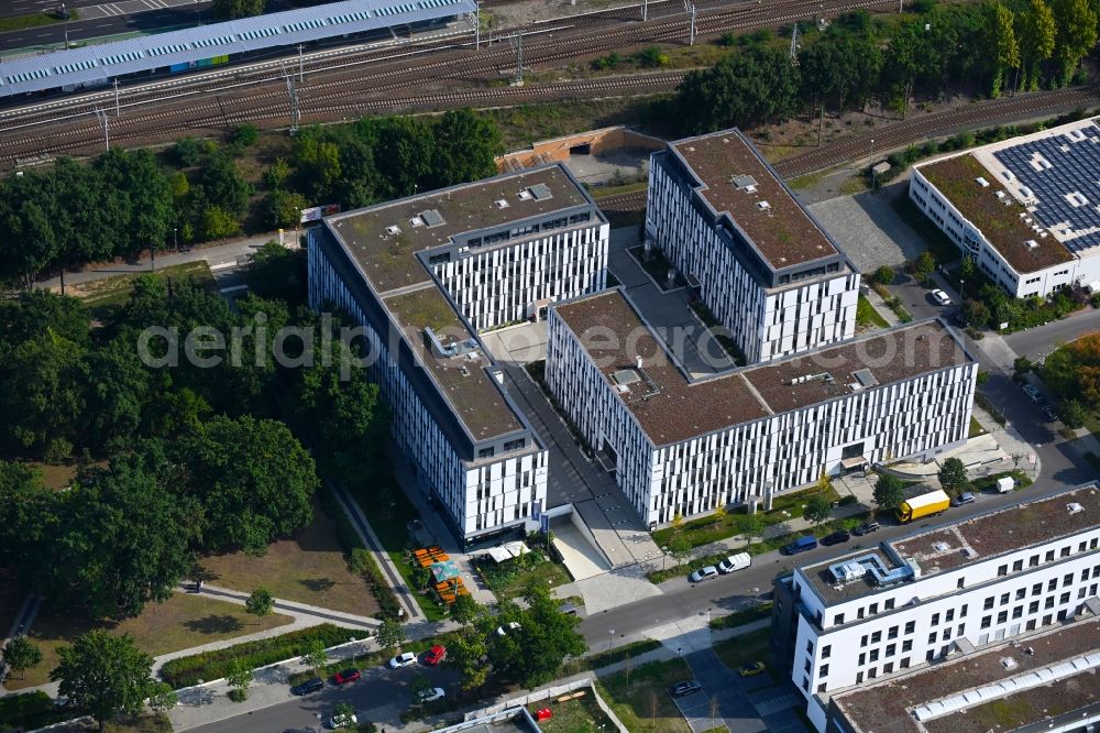 Aerial image Berlin - Construction site to build a new office and commercial building NUBIS on Franz-Ehrlich-Strasse corner Ernst-Augustin-Strasse in the district Bezirk Treptow-Koepenick in Berlin