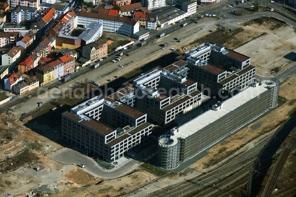Nürnberg from above - New office and commercial building Orange Campus on Kohlenhofstrasse in Nuremberg in the state Bavaria, Germany