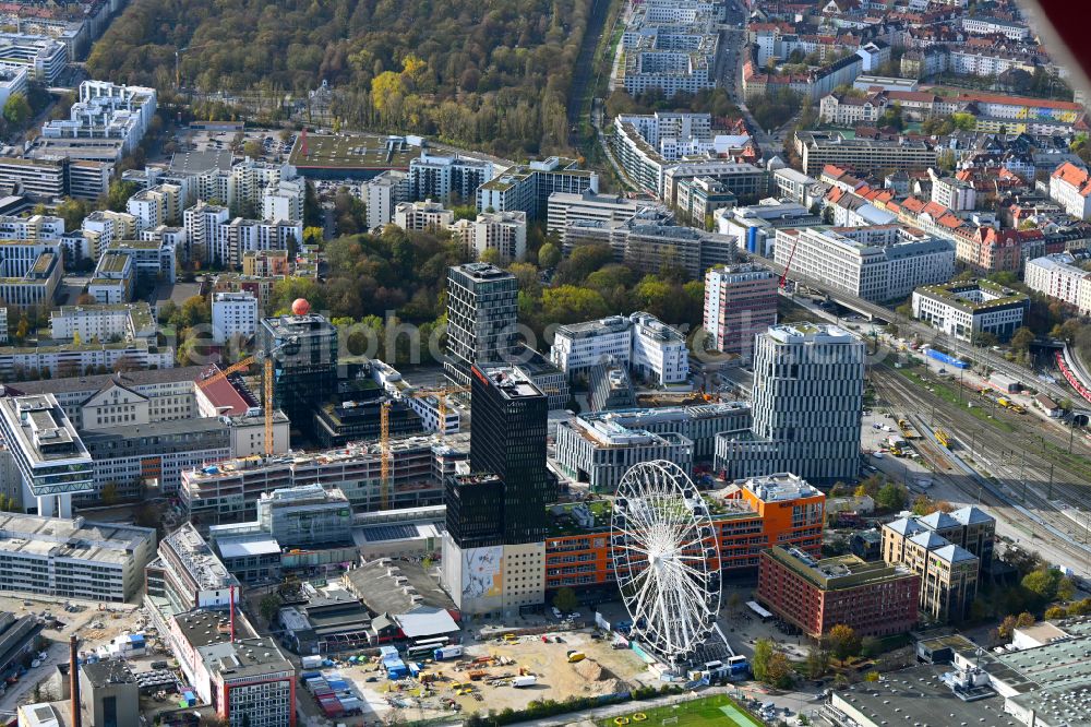 Aerial photograph München - New office and commercial building WERK3 on Atelierstrasse in the district Ramersdorf-Perlach in Munich in the state Bavaria, Germany
