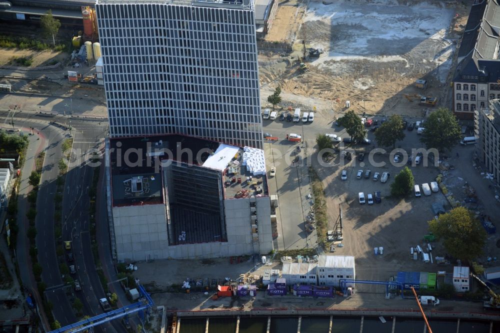 Aerial photograph Berlin - Office high-rise Tour Total in Europacity on Heidestrasse in Berlin in Germany