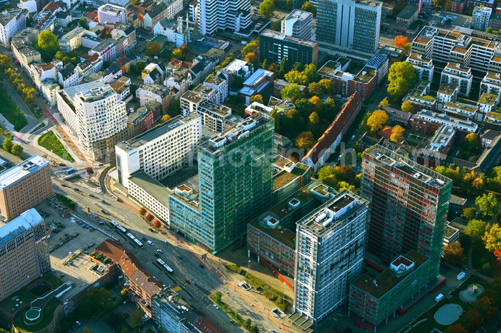 Hamburg from above - Office and corporate management high-rise building IBM Germany GmbH Beim Strohhause in Hamburg, Germany