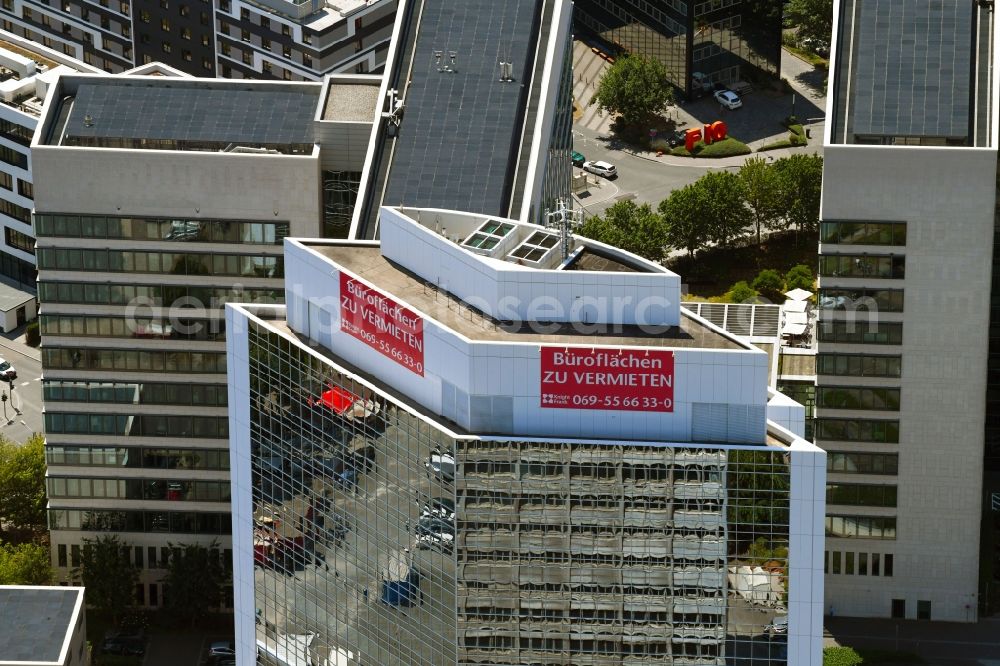 Aerial photograph Eschborn - Office and corporate management high-rise building on Mergenthalerallee in Eschborn in the state Hesse, Germany