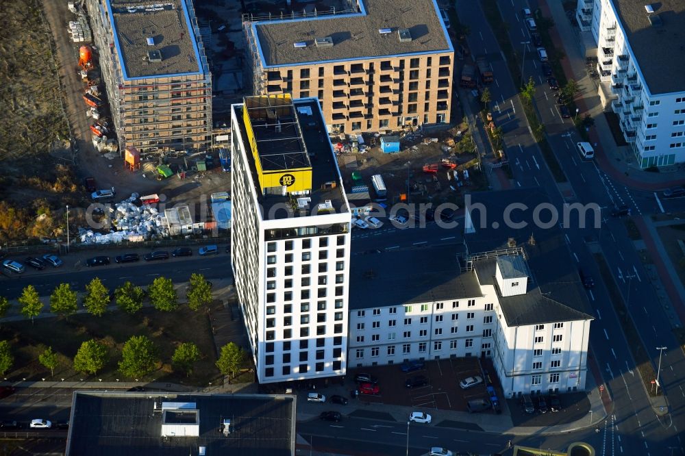 Aerial image Bremen - Office and corporate management high-rise building of MSC Germany S.A. & Co. KG on Hafenstrasse in the district Walle in Bremen, Germany