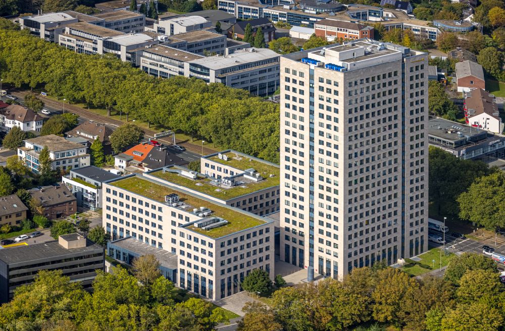 Aerial photograph Dortmund - Office and corporate management high-rise building Westfalentower in Dortmund in the state North Rhine-Westphalia, Germany