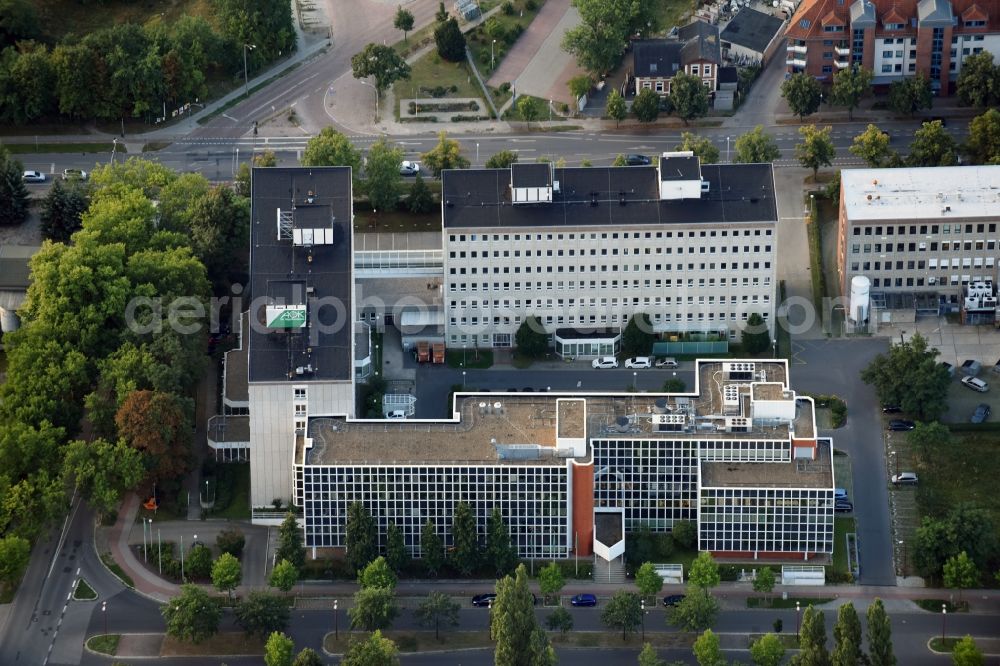 Teltow from the bird's eye view: Office building of AOK Nordost on Potsdamer Strasse in Teltow in the state of Brandenburg