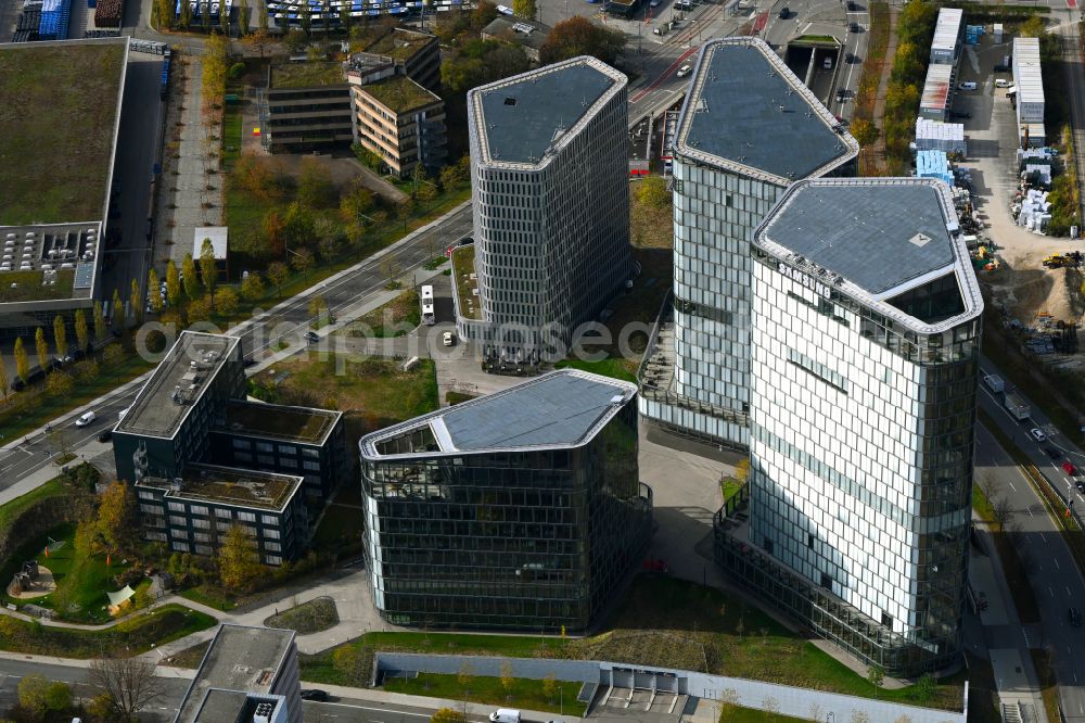 Aerial image München - Office building of the administration and business house ensemble Bavaria Towers on Truderinger Strasse in the district on street Riedenburger Strasse of Bogenhausen in Munich in the state Bavaria, Germany