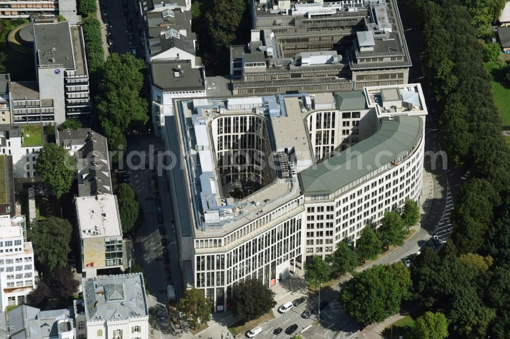 Aerial image Hamburg - Office and business building complex Alsterufer 1-3 in the city center of Hamburg. The premises include offices, shops and restaurants