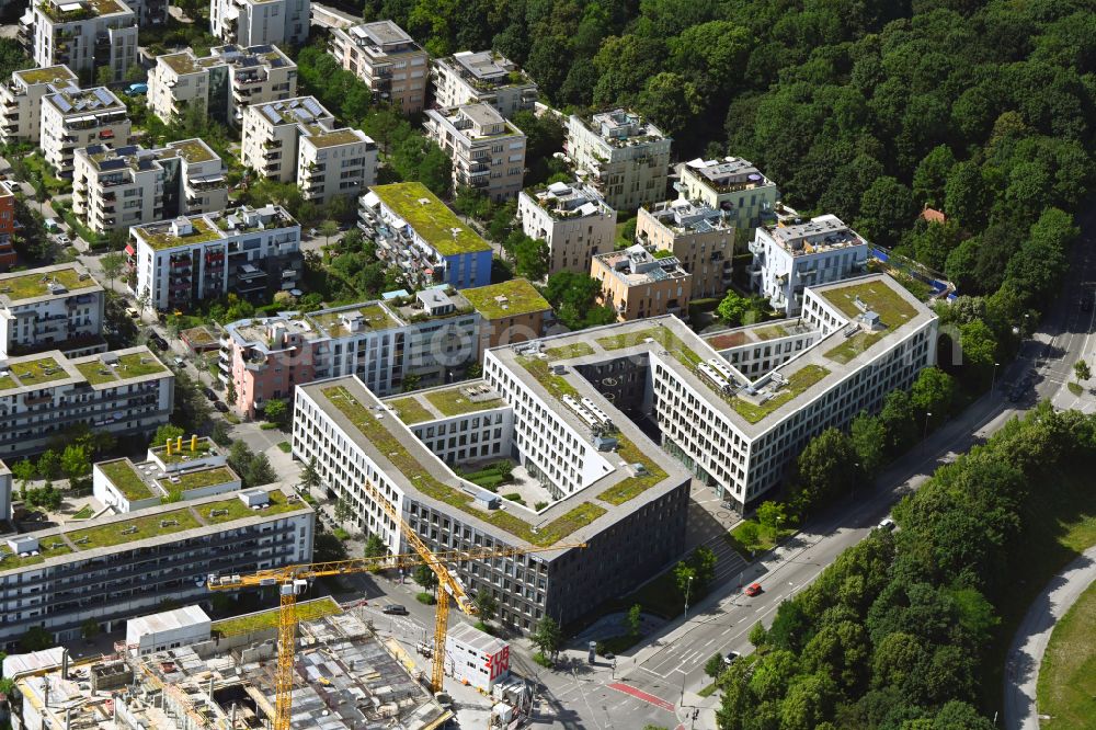 Aerial image München - Office building August-Kuehn-Strasse on street Theresienhoehe in the district Schwanthalerhoehe in Munich in the state Bavaria, Germany