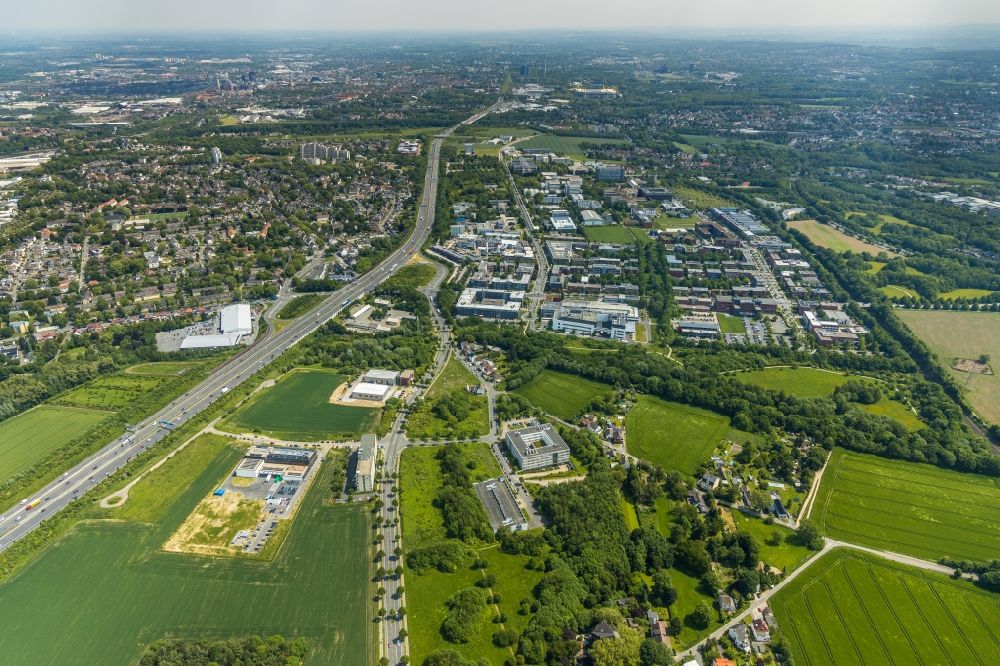 Dortmund from the bird's eye view: Office building of Dr. Ausbuettel & Co. GmbH in the district Oespel in Dortmund in the state North Rhine-Westphalia, Germany