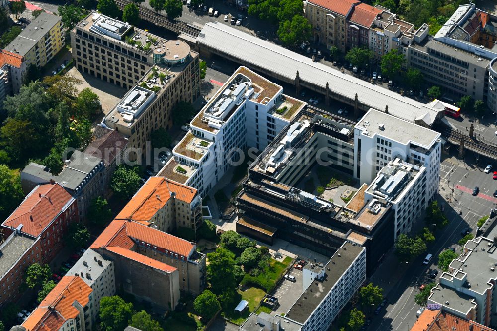 Berlin from the bird's eye view: Office building on metro station Buelowstrasse in the district Schoeneberg in Berlin, Germany