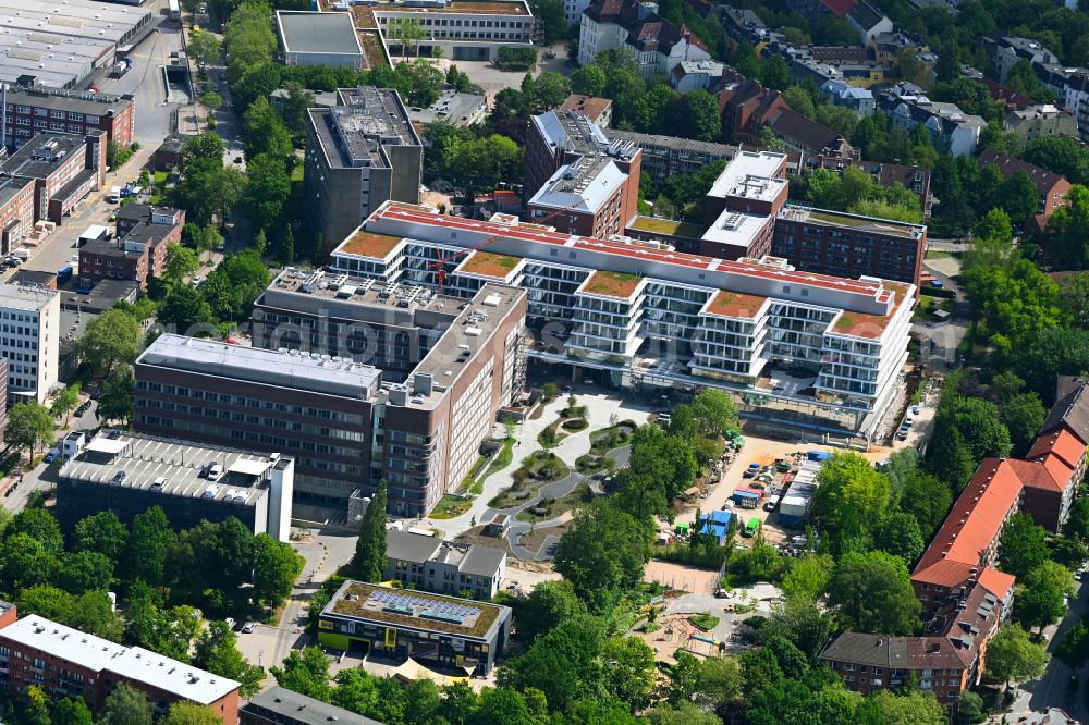 Hamburg from above - Office building Beiersdorf AG on street Troplowitzstrasse in the district Lokstedt in Hamburg, Germany
