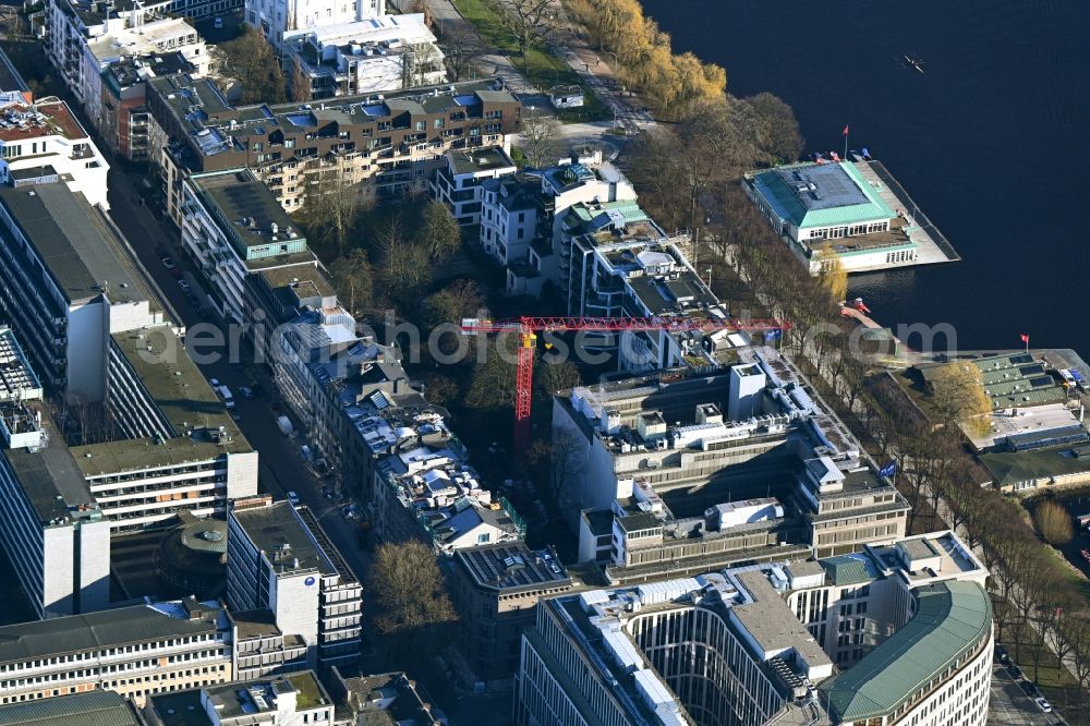 Hamburg from the bird's eye view: Office building British American Tobacco on Alsterufer in Hamburg, Germany