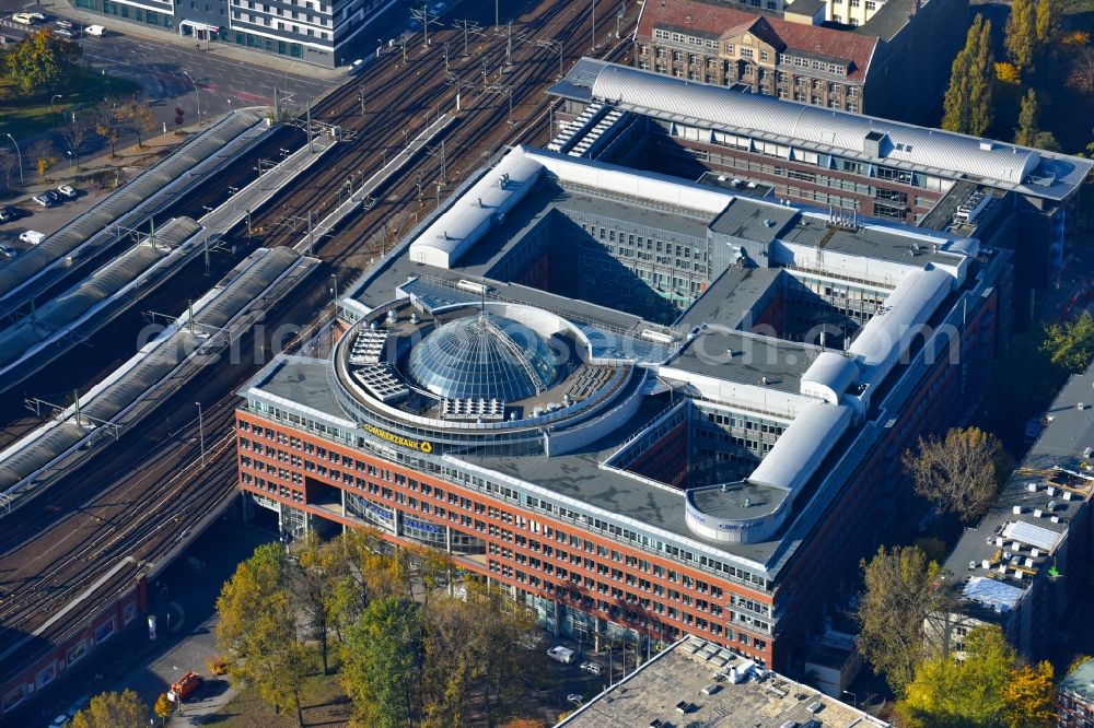 Berlin from above - Office building of the administrative house and business house city Carre passage in the east railway station in Koppenstrasse in Berlin, Germany. Sketched by the architects Fischer + Fischer BDA GbR. Project investor is the Art-Invest Real Estate Management GmbH Co. KG