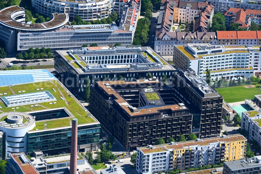 Aerial photograph München - Office building Design Offices Muenchen Nove on Luise-Ullrich-Strasse in the district Neuhausen-Nymphenburg in Munich in the state Bavaria, Germany
