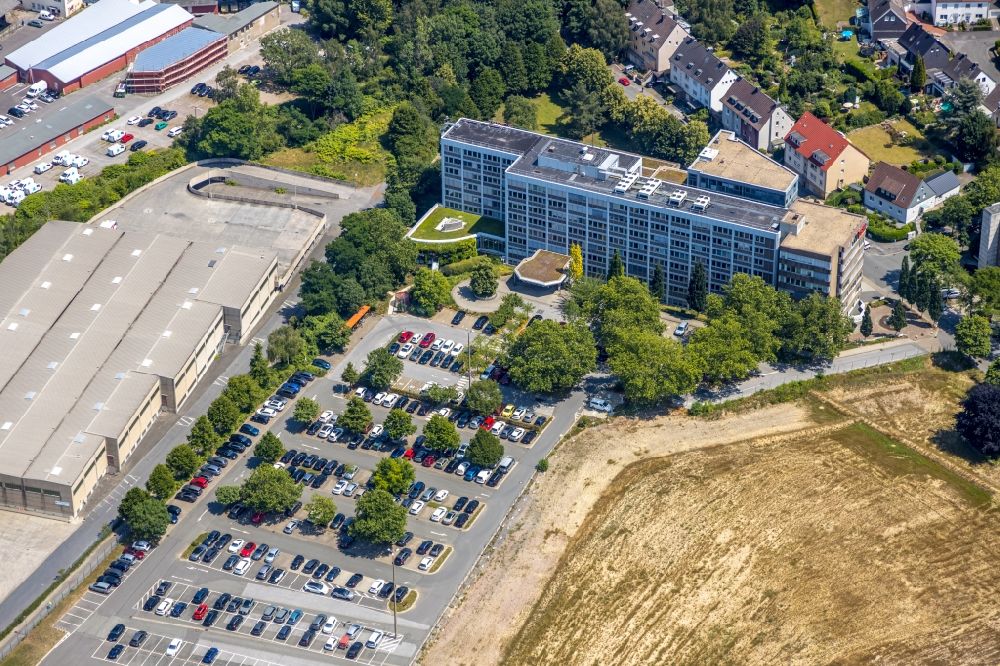 Aerial image Dortmund - Office building of Dortmunof Stadtwerke AG on Deggingstrasse in Dortmund in the state North Rhine-Westphalia, Germany