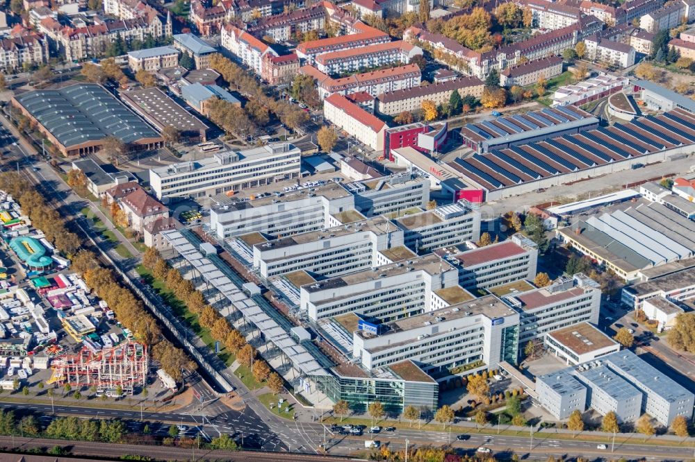 Karlsruhe from above - Office building of ENBW Zentrale on Durlacher Allee in the district Oststadt in Karlsruhe in the state Baden-Wuerttemberg, Germany